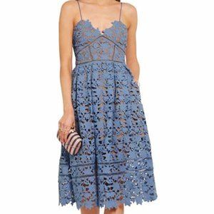 Self-Portrait Azalea Guipre Blue Dress W/Pockets Size 8